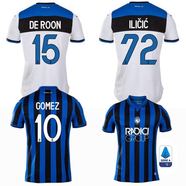 

19 20 atalanta bc maillots de foot soccer jersey duvan ilicic gomez home away 2019 2020 football men and kids shirt, Black;yellow
