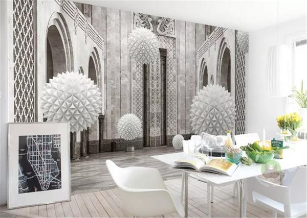 

пользовательские фреска обои 3d сфера европейский архитектурное пространство современная гостиная спальня фон стены украшения обои