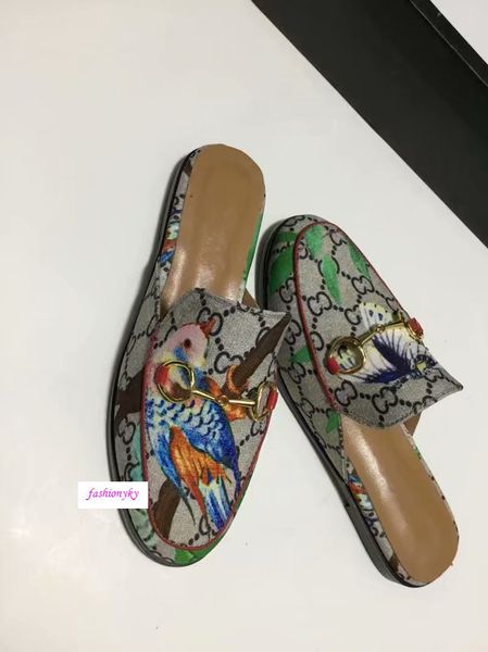 

princetown 423513 designer men's and women's slippers classic slippery metal buckle beach slippers soft lazy slippers original box, Black