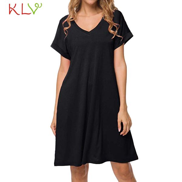 

dress women casual loose pockets elegant summer dress shirt party night 2019 plus size fashion vestidos robe femme 19may20, Black;gray