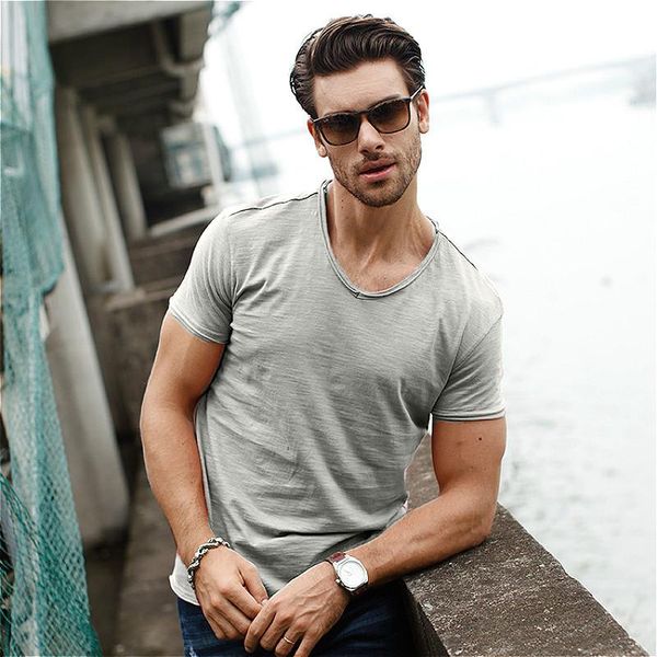 

men's tees arrived gray v neck short sleeve men t shirt slim fit t-shirt men skinny casual summer tshirt camisetas s-xxl, White;black