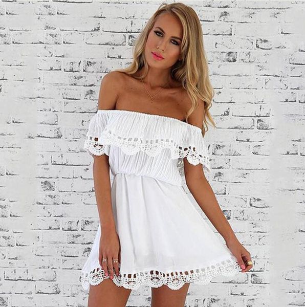 

2019 summer autumn new fashion vestidos women casual elegant lace off shoulder white clubwear party mini dress s-2xl, Black;gray