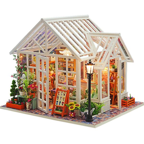 

diy dollhouse wooden doll houses miniatures for dolls dollhouse furniture kit doll houses toys for children gift sosa greenhouse y200414