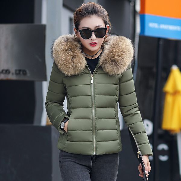 

2018 winter jacket women plus size womens parkas thicken outerwear solid hooded coats short female slim cotton padded basic, Black