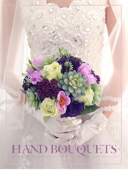 

romantic wedding bridal bouquet succulent plants flower artificial flowers handmade wedding floral home table flowers