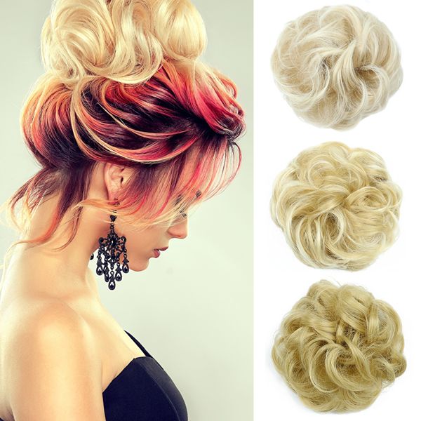 2020 Ombre Blond Messy Bun Hair Piece Scrunchies Hair Donut