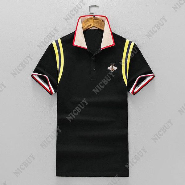 

2019 summer new designer men brand clothing fabric striped polo embroidery 3d bee t-shirt casual short sleeve women tshirt tee shirt, White;black
