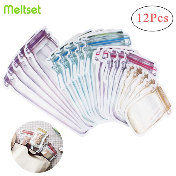 

reusable jar shape zipper bag plastic bags leakproof saver storage bag er biscuit snack sandwich bags