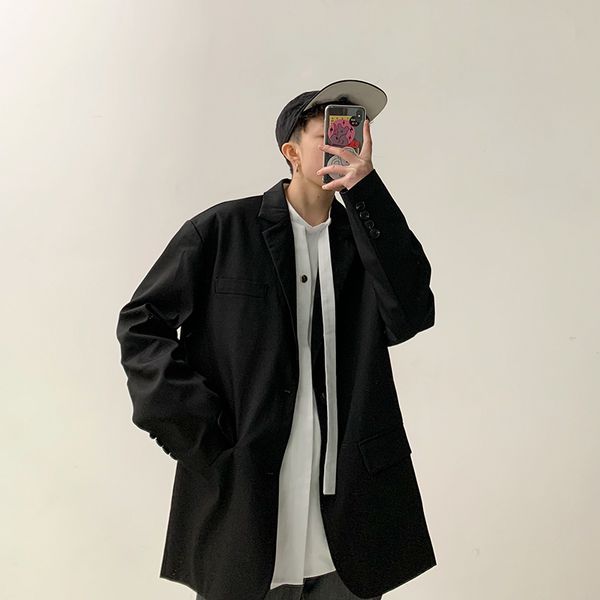 

2020 new spring and autumn japanese harajuku style men's casual small suit jacket m-2xl, White;black