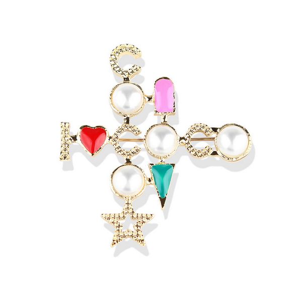 Neue Luxus Designer Perle Kreuz Brosche Coco Anzug Revers Pin Berühmte Marke Schmuck Geschenk Für Liebe Hohe Qualität Schnelle schiff