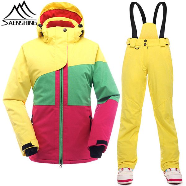 

saenshing ski suit for women winter ski suits for girls waterproof thermal womens snowboarding snow suits patchwork clothes