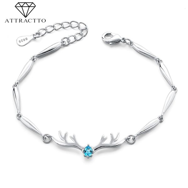 

attractto s925 silver unique elk deer bracelets&bangles charms for women bracelets friendship crystal cuff bracelet sbr190138
