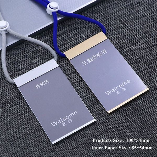 

aluminum alloy vertical name tag badge holders id card holders work business pass case with adjustable neck lanyard/strap