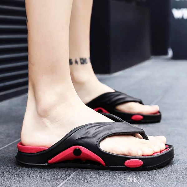 

designer sandals men slippers summer beach slipper outdoor leisure beach slippers trend lightweight air cushion flip flops high quality, Black