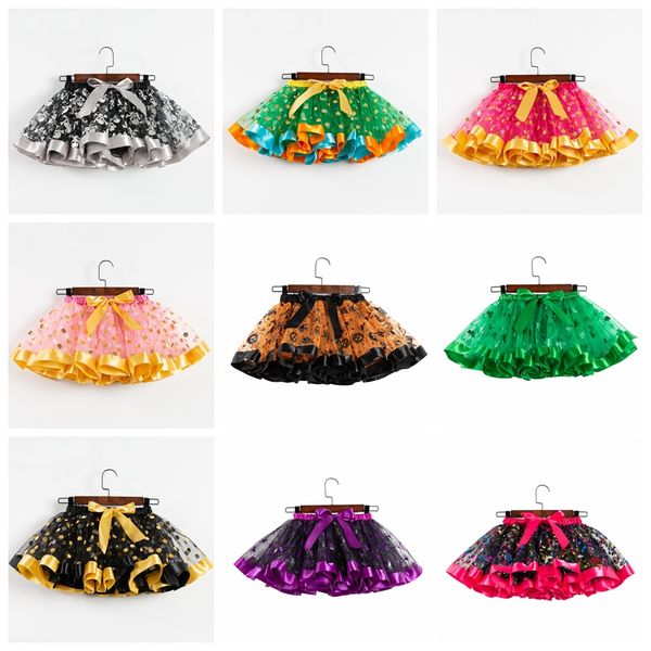 

2-7 years baby girls tutus for halloween christmas polka dots skeleton goast printed toddler kids girl tutu skirts children holidays makeup