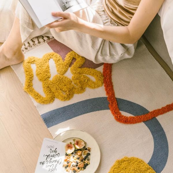 

nordic cotton and linen tassel woven carpet floor mat door bedroom tapestry decorative blanket living room carpet area rug