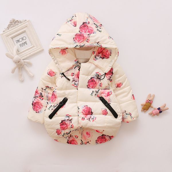 

Winter Girls Jackets Fashion Printed Thick Outerwear Children Clothing, Sky blue