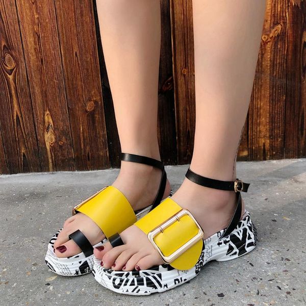 

karin 2020 new arrivals flat heel summer sandals women shoes platform buckle strap comfortable ins dropship sandals, Black