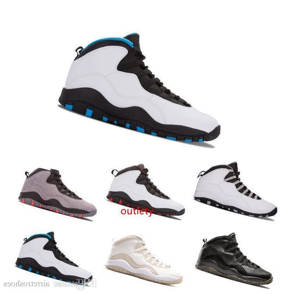 

wholesale new 10 10s mens basketball shoes classic back white black cool grey bobcats chicago steel grey 10s sports sneakers shoes size 8-13
