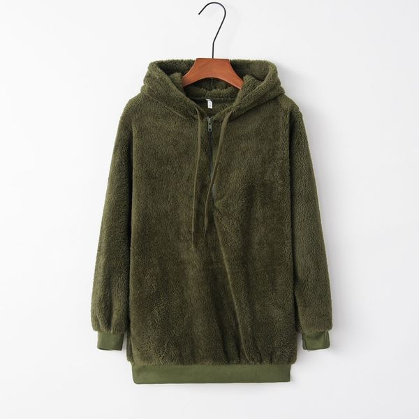 

plus velvet plush hoodies green casual hooded sweatshirt pullover blouse coat winter sweatshirt women bluza z kapturem, Black