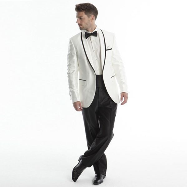 

handsome men suits 2018 black shawl lapel wedding suit for man custom made bridegroom tuxedos slim fit formal man prom party 2pieces, White;black