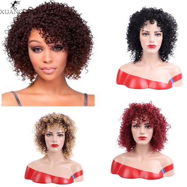 

xuanguang fashion 14inch african hairstyle short curly wig for black women heat resistant synthetic hair wigs