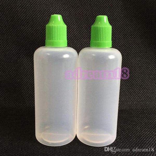 PE damlalık şişeleri 100ml yumuşak plastik şişe çocuk geçirmez kapaklar ile boş E sıvı suyu