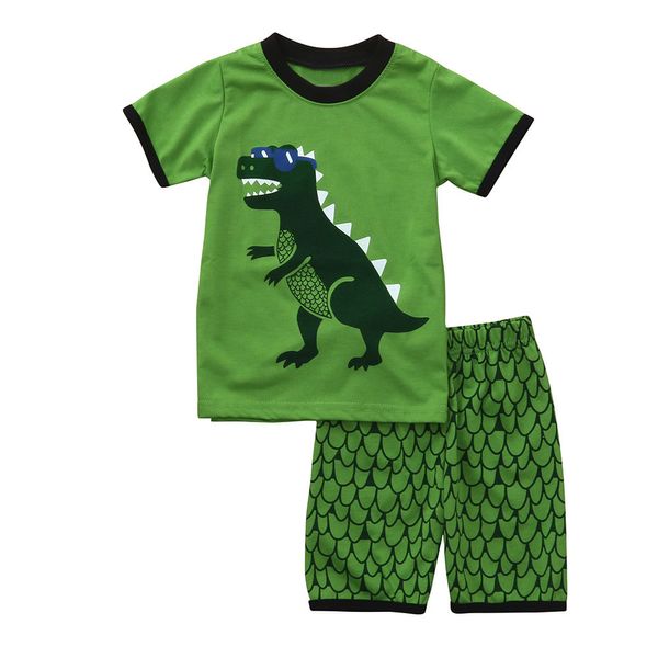 

2pcs kids baby boys dinosaur baby girl clothes summer printed +squama print shorts outfits sets yw0429, White