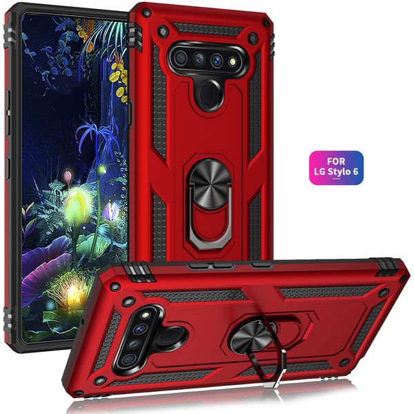 Shockproof Hybrid Dual Layer Military Magnet Finger Ring Kickstand Case For LG Stylo 6 K50S Aristo 4 Q60 Stylo5 Aristo2 Pixel 4 Pixel3A