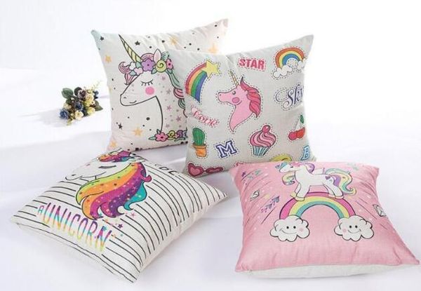 

unicorn flax pillowcase 45*45cm home pillow cover unicorn cushion chair seat cover decorative unicorn pillow casedhl ing