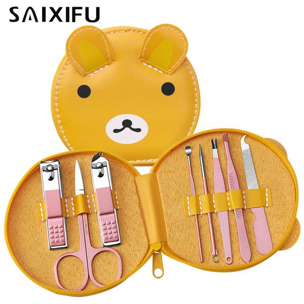 

new 8 in 1 portable cartoon stainless steel nail art manicure set kit cartoon nail care tools beauty accessories bt17