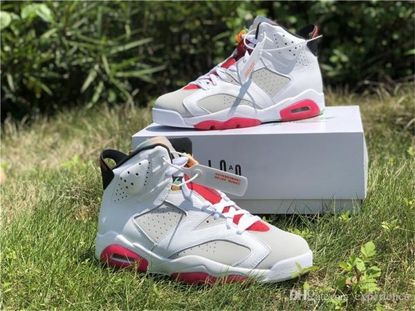 

authentic 6 hare 6s shoes neutral grey white true red black ct8529-062 mens outdoor sneakers with original box