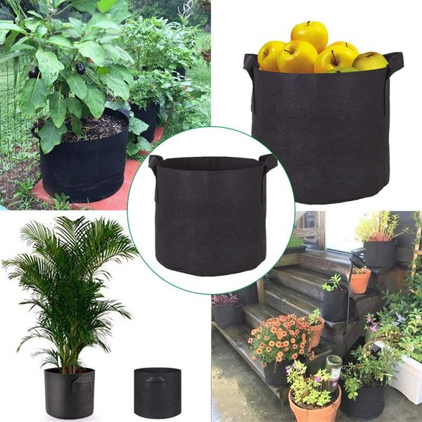 

1 3 5 10 15 20 30 gallon thickened nonwoven grow bags aeration fabric pots with handles(black) vegetable flower plant garden pocket planter