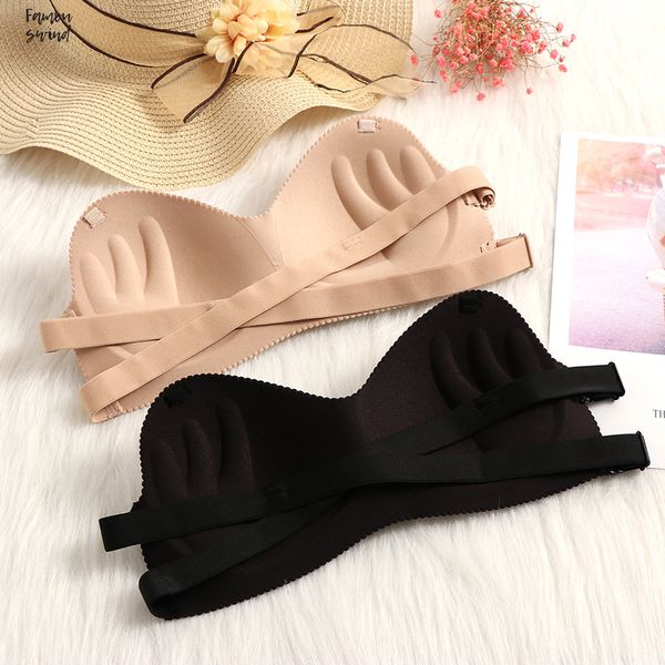 

women invisible silicone bra breathable push up bra seamless wire strapless bras solid lingerie wedding bras, Red;black