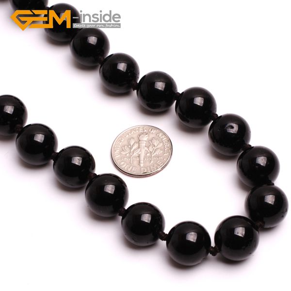 

new 6mm 8mm 10mm 12mm black tourmaline stone necklace birthstone comfort and fortune women fashion christmas birthday gifts, Silver