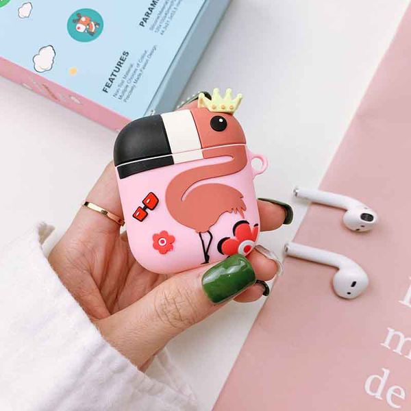 

симпатичные airpods чехол для 1/2 bluetooth гарнитура противоударно обложка для airpods мода силиконовой симпатичные животные печати ящик дл