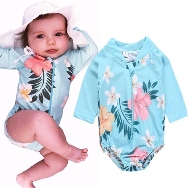 

children's swimwear 2021 toddler kid baby girl swimsuit bikini bathing suit swimming costume long sleeve o neck printed cute