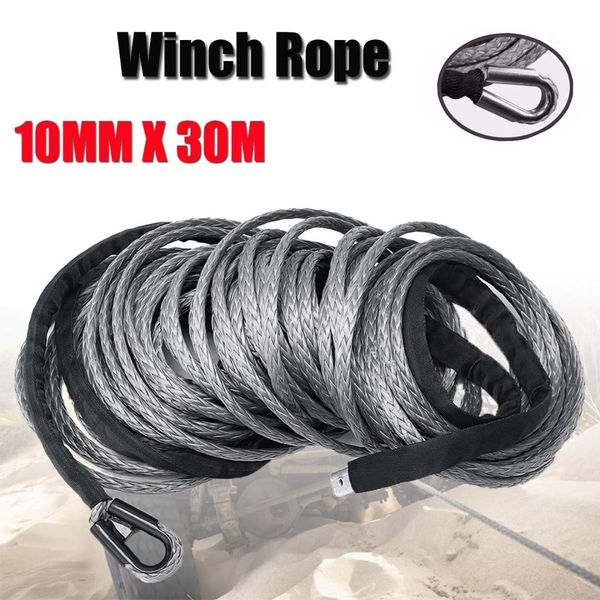 

новый 1шт 10 мм х 30 м 23000lbs 2/5 " х 100 футов синтетический лебедка трос линия серый кабель восстановления 4wd atv сверхмощный