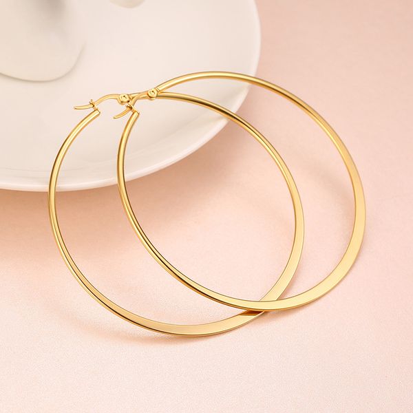 

hammered large hoops earrings thin dainty simple classic plain hoops stainles steel silver rose gold tone party club jewelry, Golden;silver