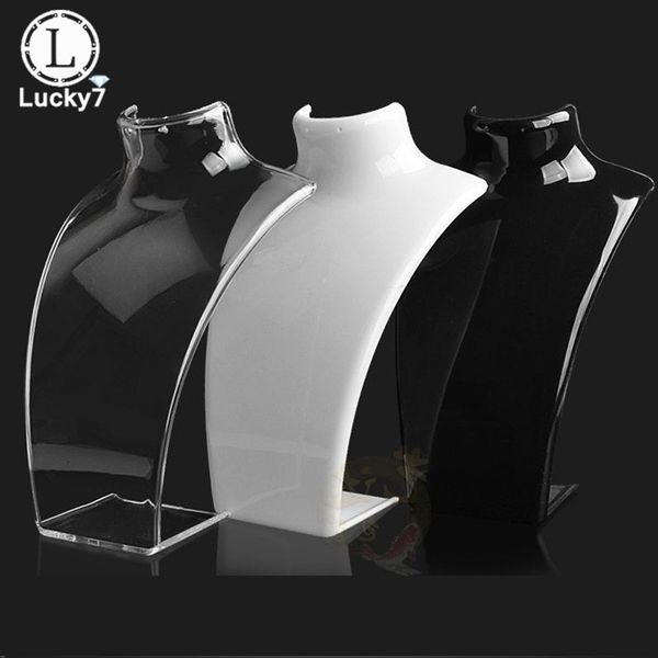 

1pc 3 colors acrylic mannequin necklace jewelry display holder pendant earrings decorate exhibition display stand shelf, Black;white