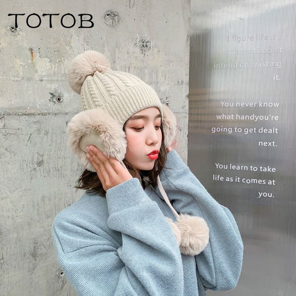 

woolen earmuffs lei feng cap female winter korean wild even ear protection one cap winter cute ear protection thickened, Blue;gray