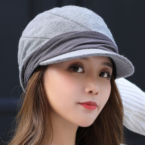 

knitted winter hats women solid plain octagonal newsboy cap ladies casual artificial wool hat winter beret painter cap, Blue;gray