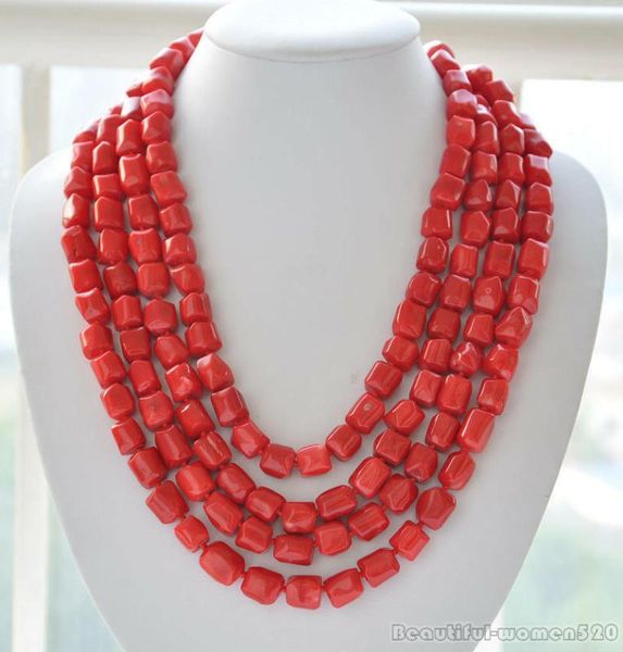 

long 70inch 12x14mm massive red coral necklace, Silver