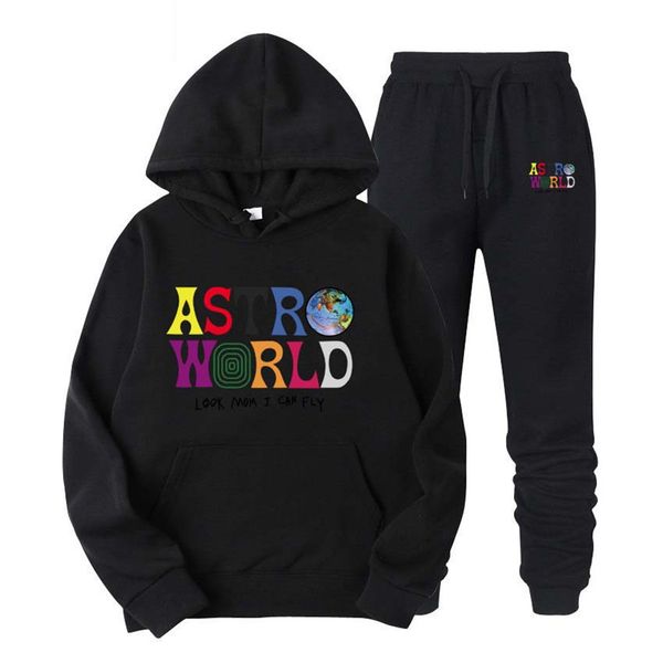 

astroworld mens designer tracksuits fashion letter print hooded long pants mens 2pcs sets casual males clothing, Gray