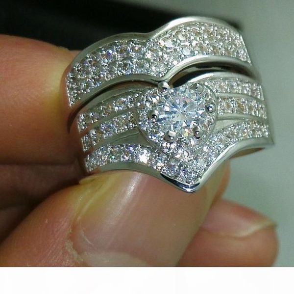 

size 6 7 8 9 10 luxurious jewelry set 10kt white gold filled white z wedding ring set gift, Silver