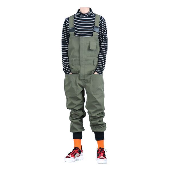 

sokotoo men's pockets cargo joggers bib overalls loose hip hop elastic waist jumpsuits coveralls army green black, Blue