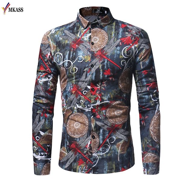 

new fashion brand mens dress shirts printed animal slim long sleeve shirts for men chemise homme casual camisas hombre 3xl, White;black