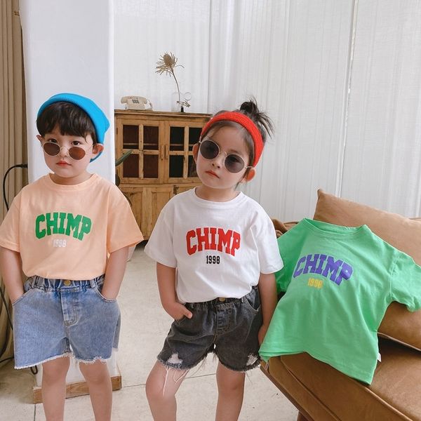 

wear 20 wheat season boys -shirt children's clothing ' and girls' letter short-sleeved -shirt baby cotton children's, Blue