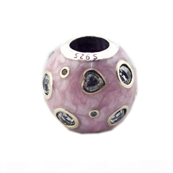 

925 sterling silver beads pearlescent pink dreams charms fits pandora bracelet diy for women fashion jewelry accessories, Bronze;silver