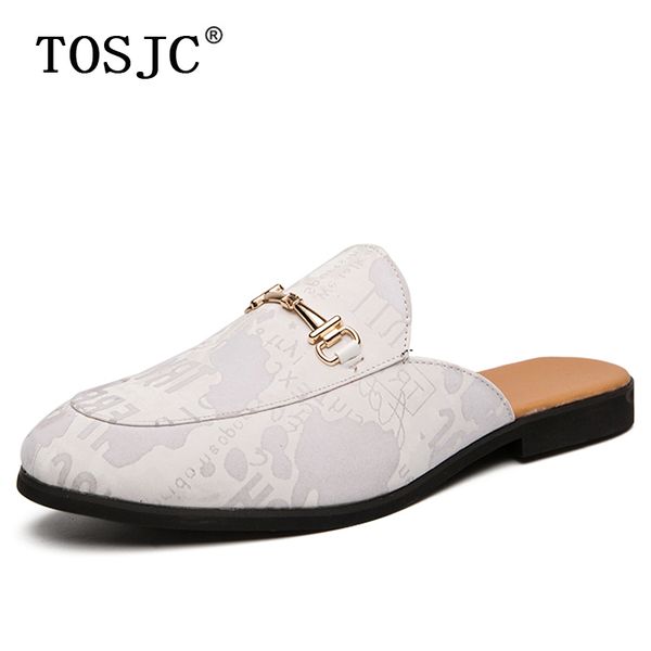 

tosjc new arrival men half loafers buckle design slippers outdoor half shoes for man lightweight loafer slides summer man mules, Black